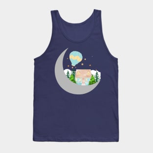 Cabin in the woods on the moon - Fantasy Tank Top